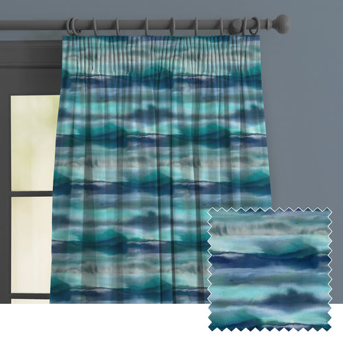 Abstract Blue M2M - Fjord Printed Made to Measure Curtains Cobalt Voyage Maison