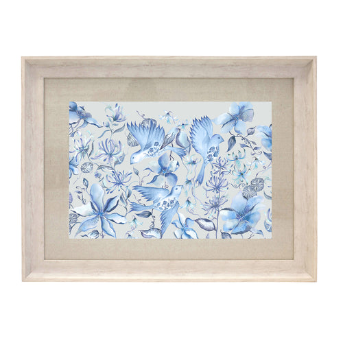 Floral Blue Wall Art - Floella  Framed Print Birch/Delft Blue Voyage Maison