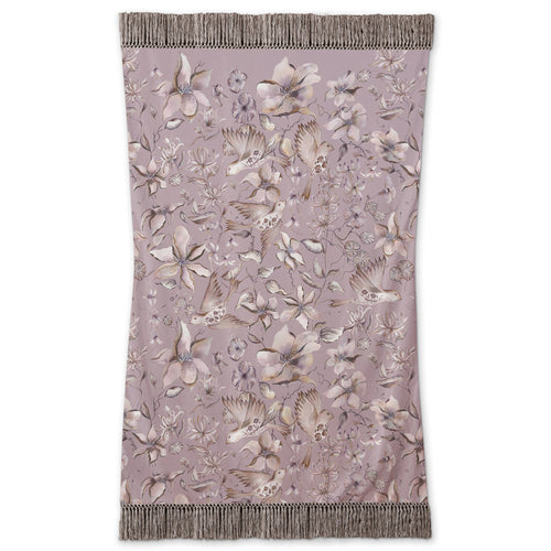 Damask Purple Throws - Floella Printed Fringe Throw Viola Voyage Maison