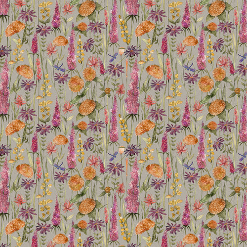 Floral Orange Fabric - Florabunda Printed Cotton Fabric (By The Metre) Russet/Beige Voyage Maison
