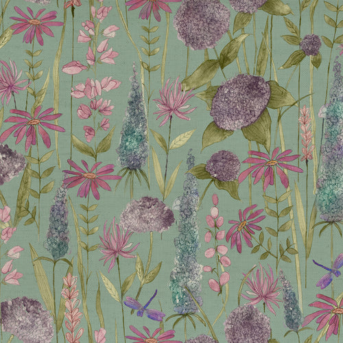 Samples - Florabunda Linen Printed Fabric Sample Swatch Verde Voyage Maison