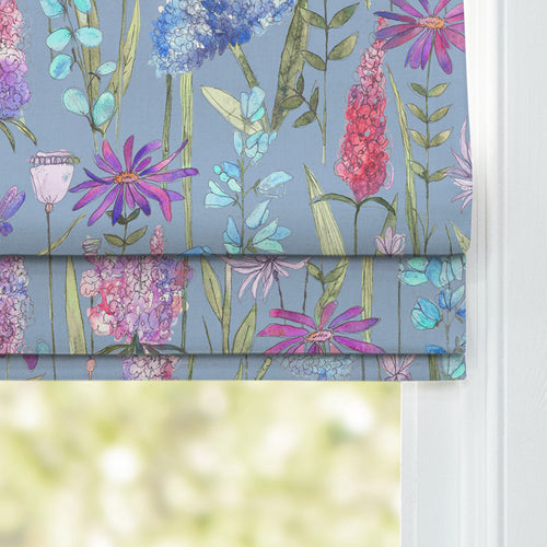 Floral Blue M2M - Florabunda Printed Cotton Made to Measure Roman Blinds Bluebell Blue Voyage Maison