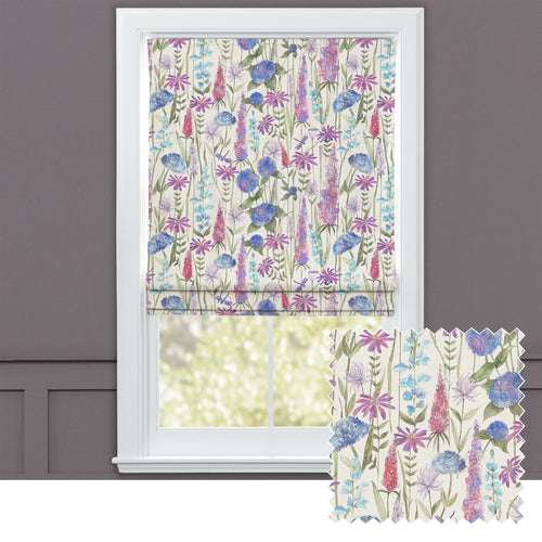 Floral Blue M2M - Florabunda Printed Cotton Made to Measure Roman Blinds Bluebell/Cream Voyage Maison