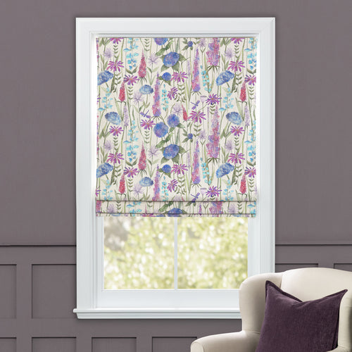 Floral Blue M2M - Florabunda Printed Cotton Made to Measure Roman Blinds Bluebell/Cream Voyage Maison