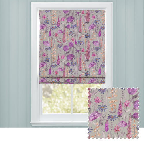 Floral Pink M2M - Florabunda Printed Cotton Made to Measure Roman Blinds Fuchsia Pink Voyage Maison