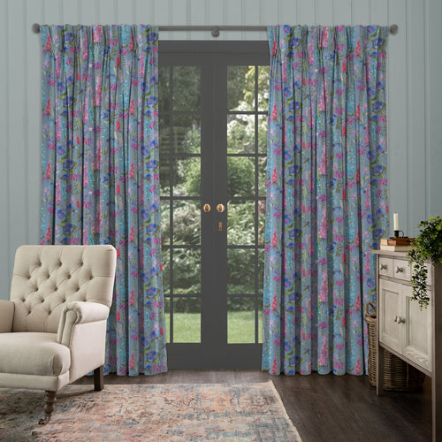 Floral Blue M2M - Florabunda Printed Made to Measure Curtains Bluebell Voyage Maison