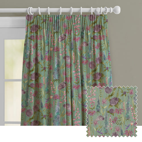 Floral Green M2M - Florabunda Linen Printed Made to Measure Curtains Verde Voyage Maison