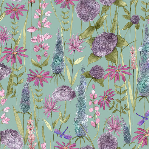 Floral Green Wallpaper - Florabunda  1.4m Wide Width Wallpaper (By The Metre) Verde Voyage Maison