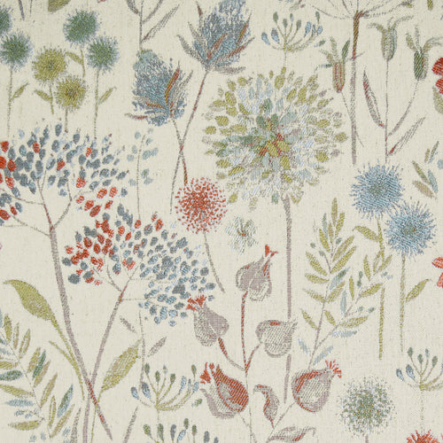 Floral Blue Fabric - Flora Woven Jacquard Fabric (By The Metre) Autumn/Cream Voyage Maison