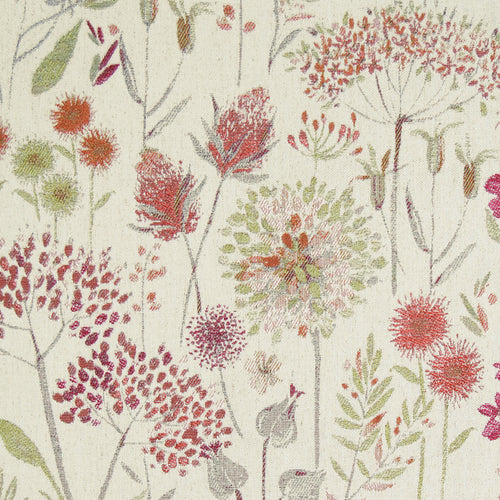 Floral Red Fabric - Flora Woven Jacquard Fabric (By The Metre) Russett/Cream Voyage Maison