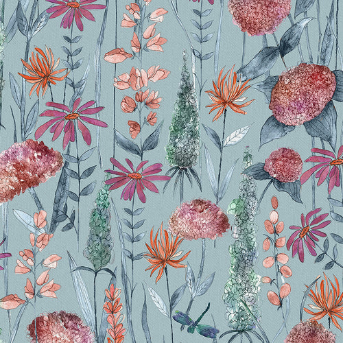  Samples - Florabunda Fine Lawn Printed Fabric Sample Swatch Cornflower Voyage Maison