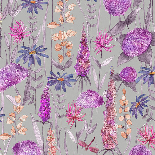  Samples - Florabunda Fine Lawn Printed Fabric Sample Swatch Fuchsia Voyage Maison