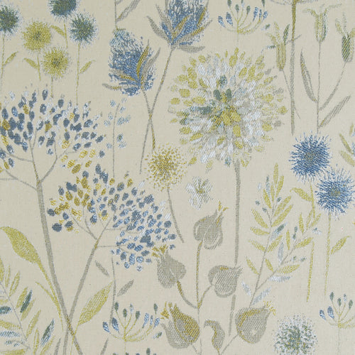 Floral Blue Fabric - Flora Woven Jacquard Fabric (By The Metre) Duck Egg Voyage Maison