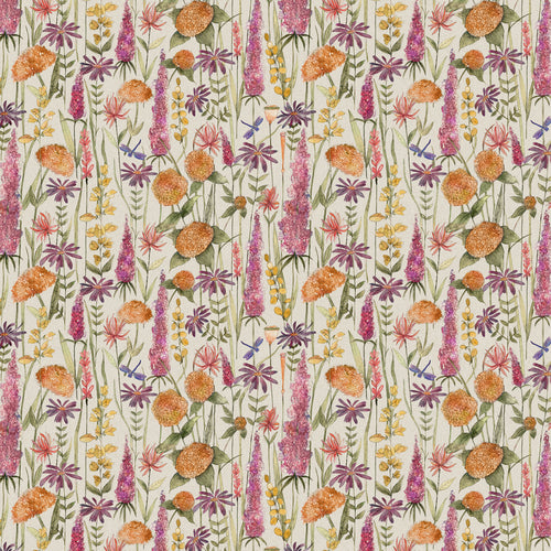 Floral Orange Fabric - Florabunda Printed Cotton Fabric (By The Metre) Russet/Cream Voyage Maison