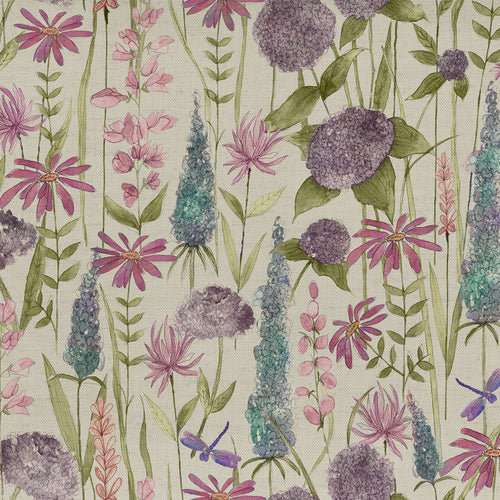 Floral Pink Fabric - Florabunda Printed Cotton Fabric (By The Metre) Verde/Cream Voyage Maison