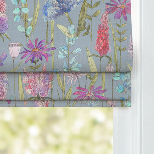 Floral Blue M2M - Florabunda Printed Cotton Made to Measure Roman Blinds Bluebell/Natural Voyage Maison