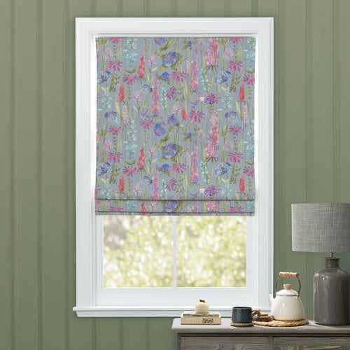 Floral Blue M2M - Florabunda Printed Cotton Made to Measure Roman Blinds Bluebell/Natural Voyage Maison