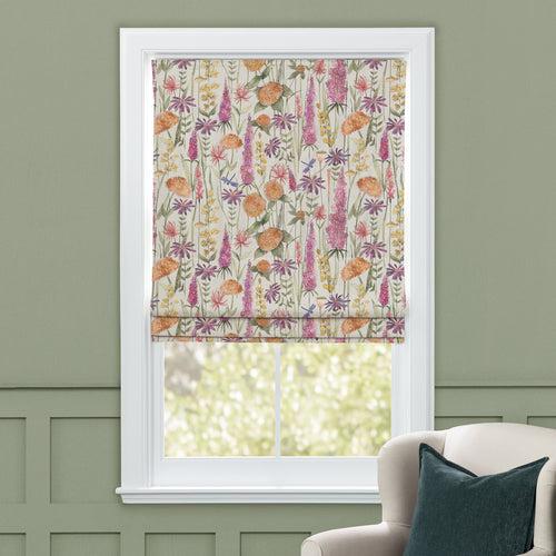 Floral Orange M2M - Florabunda Printed Cotton Made to Measure Roman Blinds Russet/Cream Voyage Maison