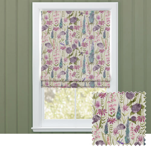 Floral Pink M2M - Florabunda Printed Cotton Made to Measure Roman Blinds Verde/Cream Voyage Maison