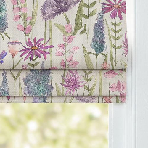 Floral Pink M2M - Florabunda Printed Cotton Made to Measure Roman Blinds Verde/Cream Voyage Maison