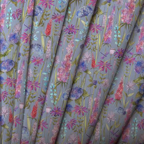 Floral Blue M2M - Florabunda Linen Printed Made to Measure Curtains Bluebell Voyage Maison