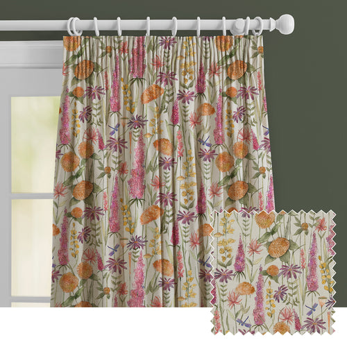 Floral Orange M2M - Florabunda Linen Printed Made to Measure Curtains Russet Voyage Maison