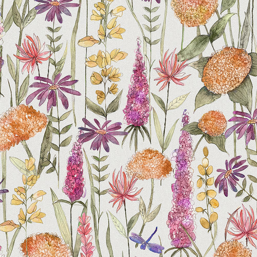  Samples - Florabunda Fine Lawn Linen Printed Fabric Sample Swatch Russet Linen Voyage Maison