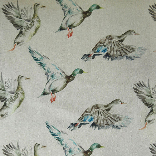 Animal Cream Fabric - Flying Ducks Printed Linen Fabric (By The Metre) Natural Voyage Maison