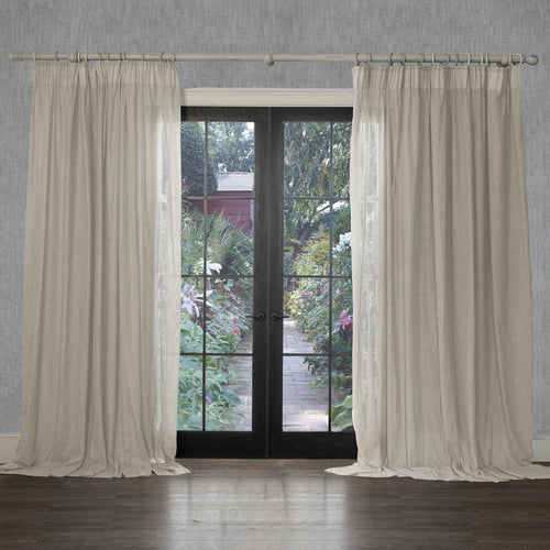 Plain Cream Curtains - Focus Sheer Woven Pencil Pleat Curtains Linen Voyage Maison