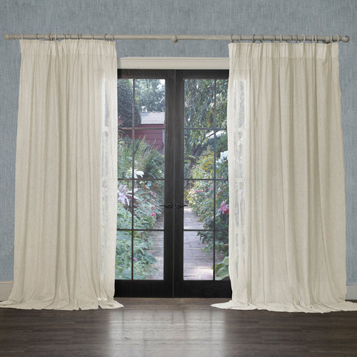 Plain Cream Curtains - Focus Sheer Woven Pencil Pleat Curtains Pearl Voyage Maison