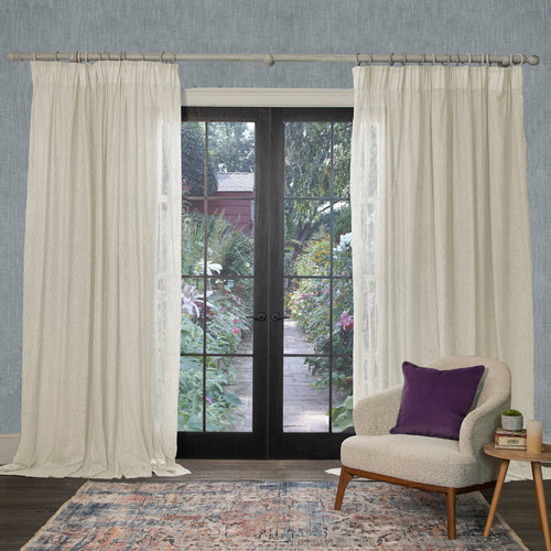 Plain Cream Curtains - Focus Sheer Woven Pencil Pleat Curtains Pearl Voyage Maison
