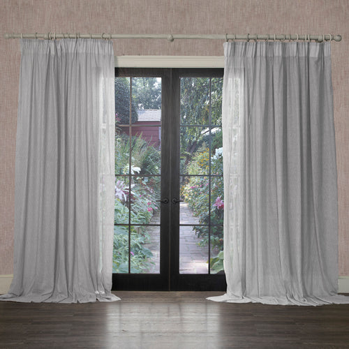 Plain Grey Curtains - Focus Sheer Woven Pencil Pleat Curtains Zinc Voyage Maison