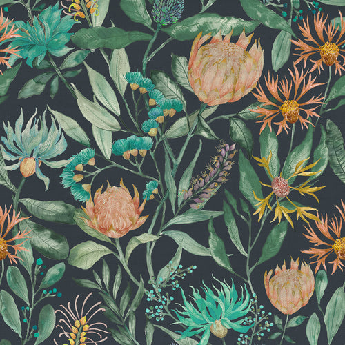 Floral Green Fabric - Fortazela Printed Cotton Fabric (By The Metre) Sapphire Voyage Maison