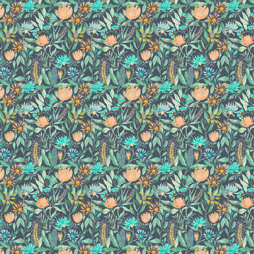 Floral Green Fabric - Fortazela Printed Cotton Fabric (By The Metre) Sapphire Voyage Maison