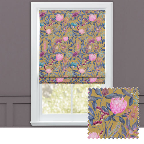 Floral Gold M2M - Fortazela Printed Cotton Made to Measure Roman Blinds Default Voyage Maison