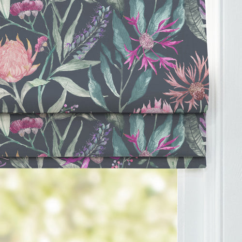 Floral Black M2M - Fortazela Printed Cotton Made to Measure Roman Blinds Onyx Voyage Maison