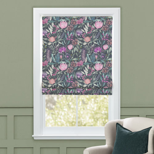 Floral Black M2M - Fortazela Printed Cotton Made to Measure Roman Blinds Onyx Voyage Maison