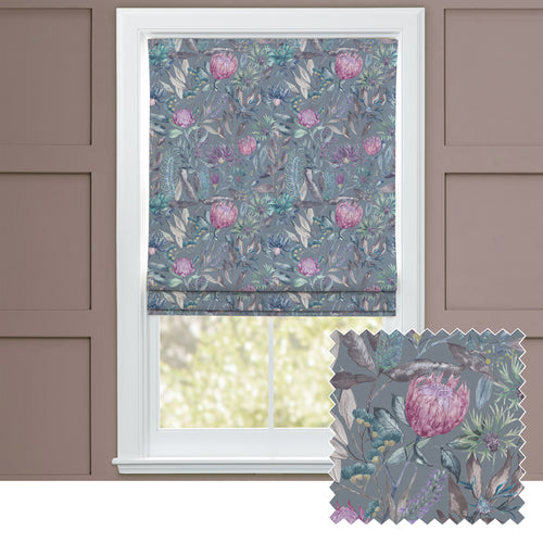 Floral Purple M2M - Fortazela Printed Cotton Made to Measure Roman Blinds Storm Voyage Maison