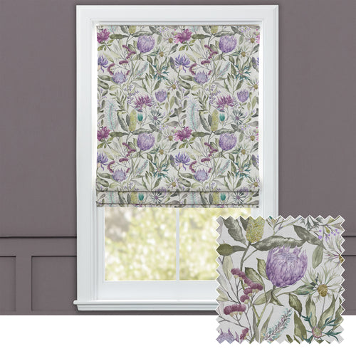 Floral Purple M2M - Fortazela Printed Cotton Made to Measure Roman Blinds Violet Voyage Maison