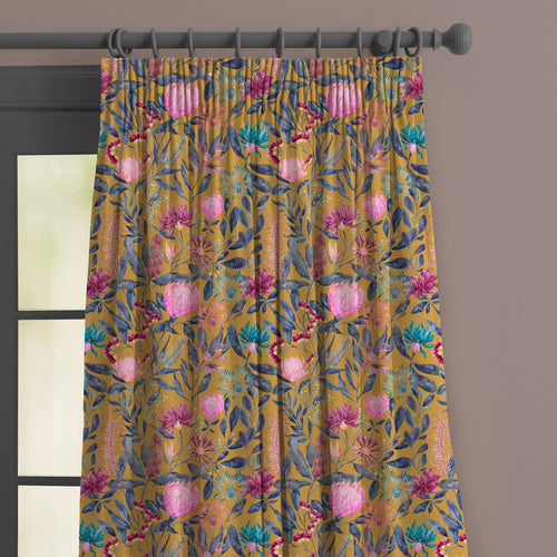 Floral Gold M2M - Fortazela Printed Made to Measure Curtains Gold Voyage Maison