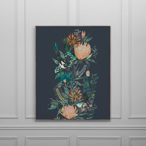 Floral Blue Wall Art - Fortazela  Framed Canvas Stone Voyage Maison