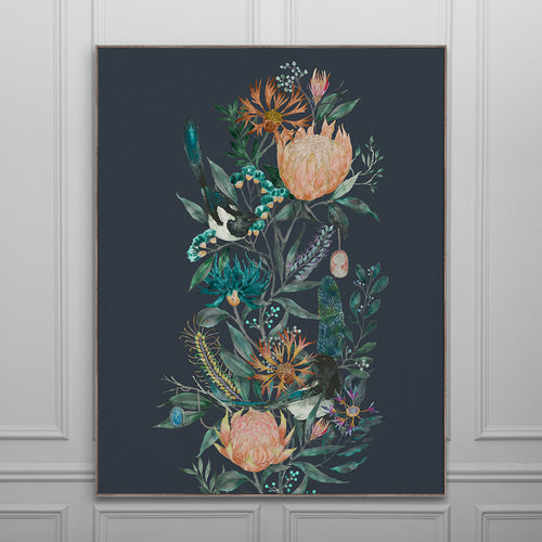 Floral Blue Wall Art - Fortazela  Framed Canvas Stone Voyage Maison