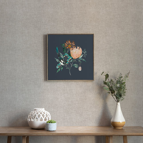 Floral Blue Wall Art - Fortazela Sapphire  Framed Canvas Stone Voyage Maison