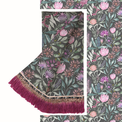 Floral Pink Throws - Fortazela Velvet Throw Onyx Voyage Maison