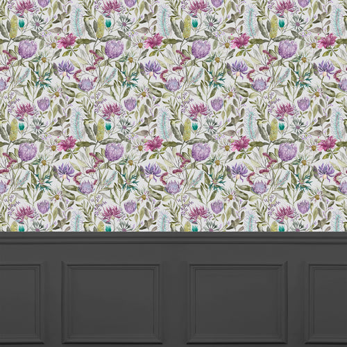 Floral Purple Wallpaper - Fortazela  1.4m Wide Width Wallpaper (By The Metre) Violet Voyage Maison