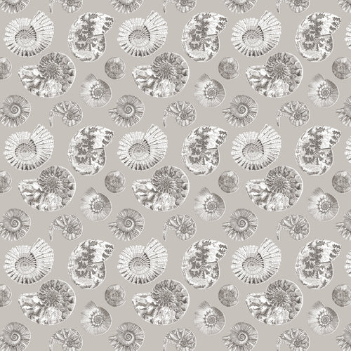 Animal Grey Fabric - Fossilium Printed Cotton Fabric (By The Metre) Sepia Voyage Maison