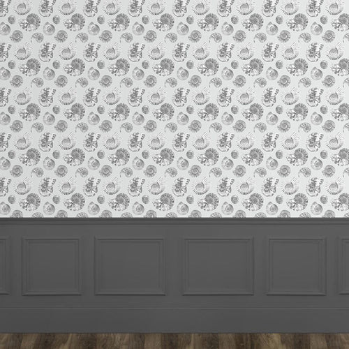  Grey Wallpaper - Fossilium  1.4m Wide Width Wallpaper (By The Metre) Frost Voyage Maison