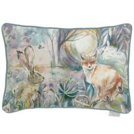 Voyage Maison Fox & Hare Printed Feather Cushion in Purple