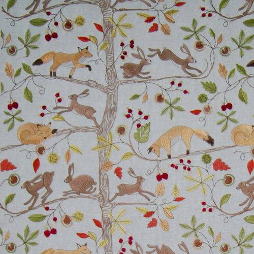 Animal Cream Fabric - Fox And Hare Woven Jacquard Fabric (By The Metre) Natural Voyage Maison