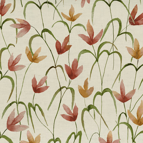 Floral Red Fabric - Fresia Printed Cotton Fabric (By The Metre) Linen Voyage Maison